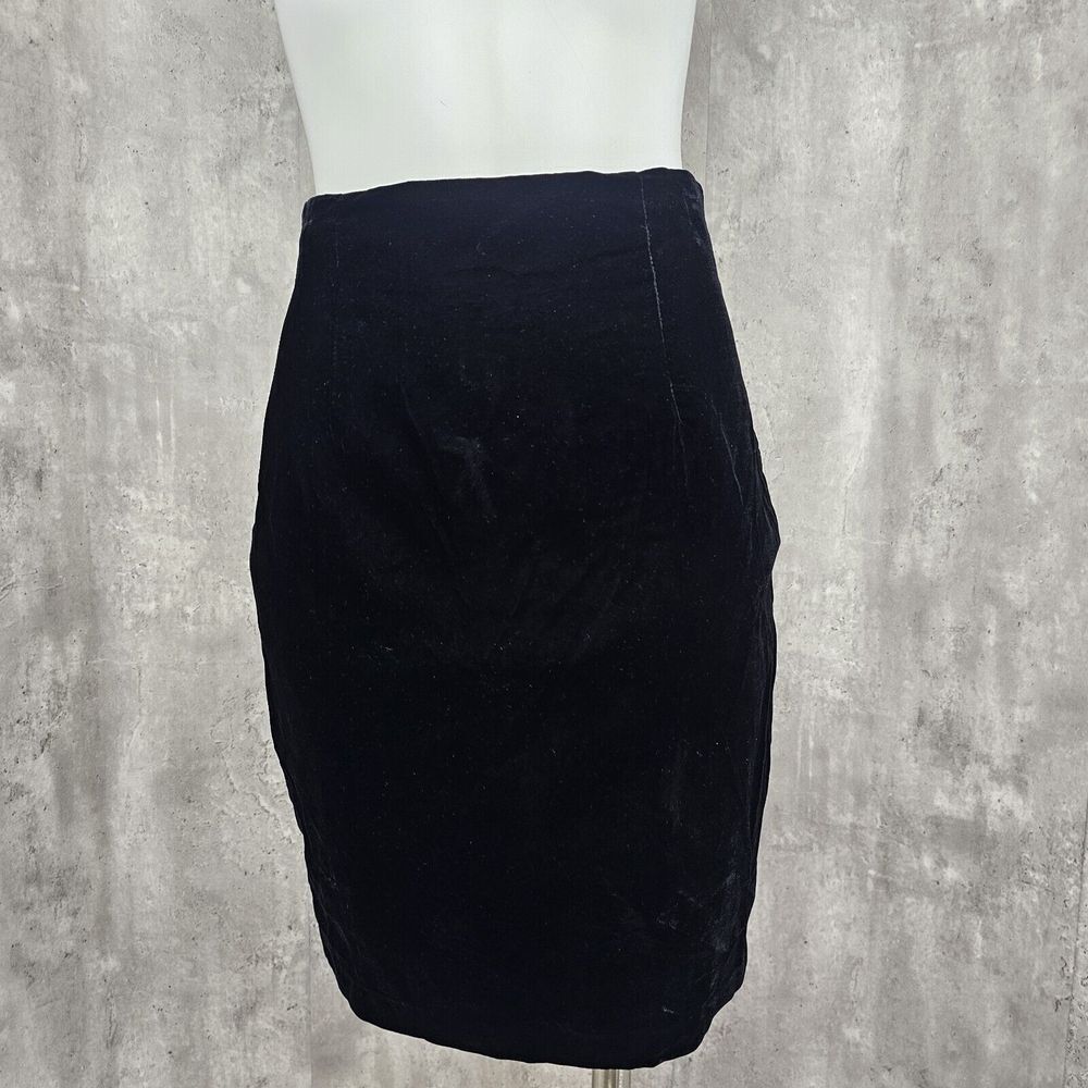 Vintage 90s Nina K Womens 4 Black Velvet Pencil‎ Wiggle Skirt Sexy Goth